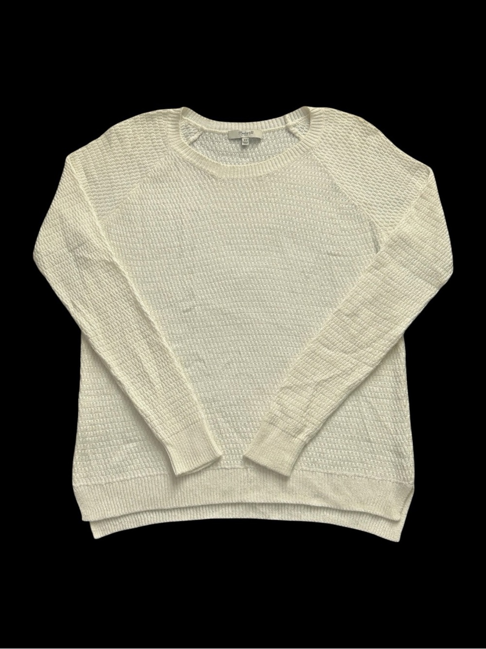 Madewell XS Ivory Textured Knit Sweater Cotton Blend Crewneck Pullover